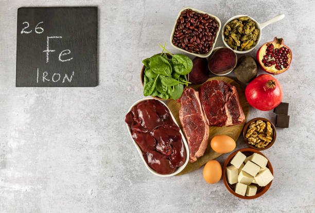 A plate of lean meat, spinach, and lentils showcasing natural sources rich in iron.